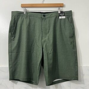 Hurley Men's Hybrid Walking Shorts Green Water Repellent Casual Travel Size 38